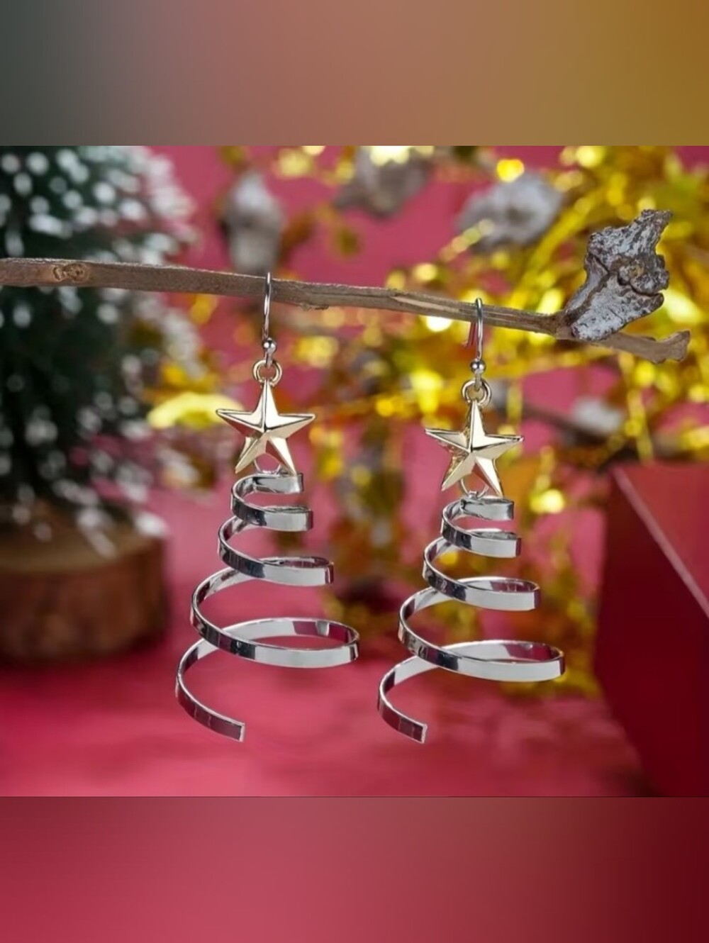 $8 Each Or Bundle 5/$20 Gold Star & Silver Spiral Christmas Earrings